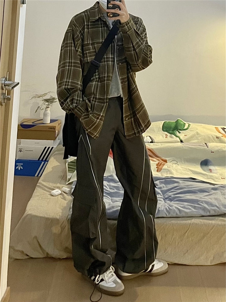 Wide-Leg Cargo Track Pants
