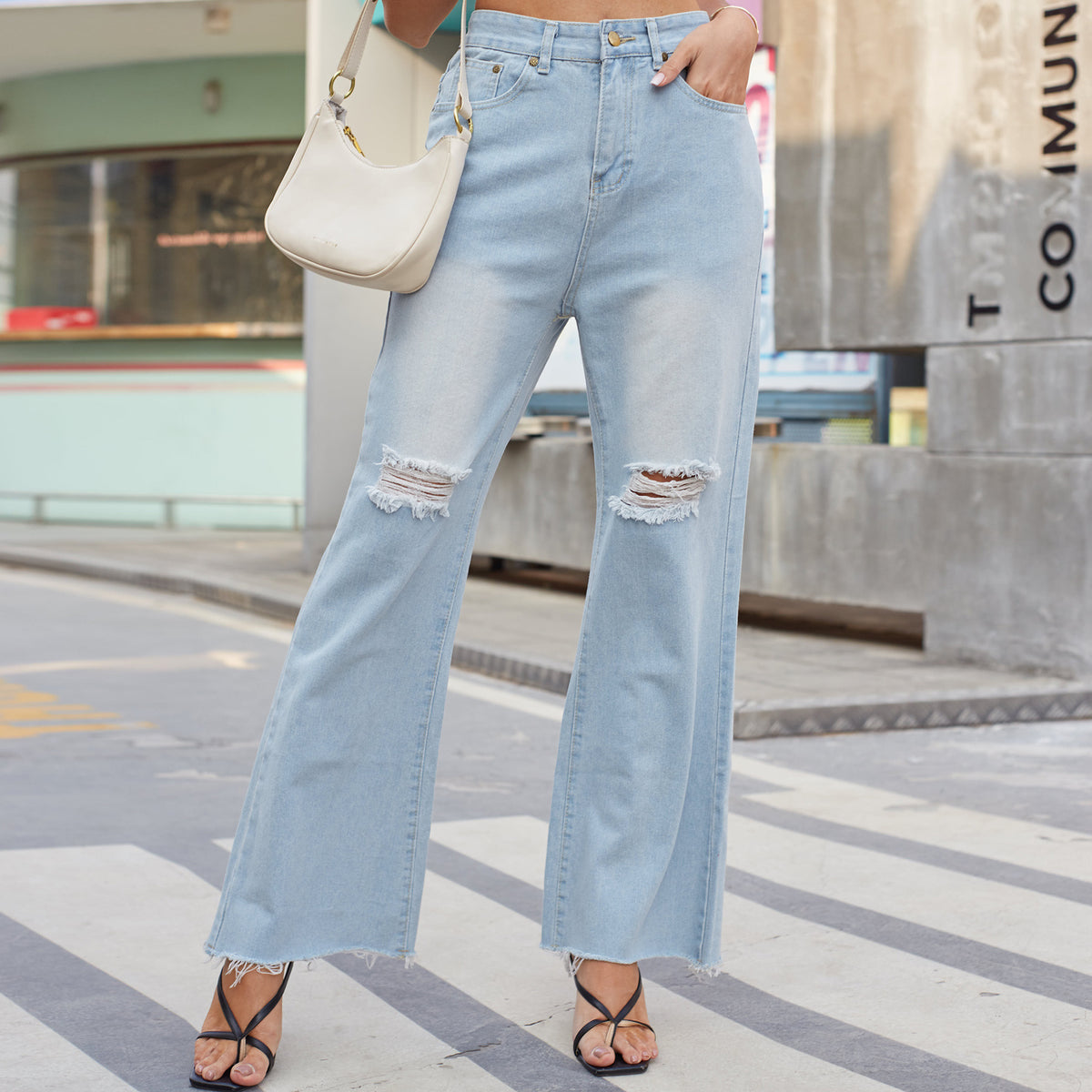 Ripped Wide-Leg Jeans