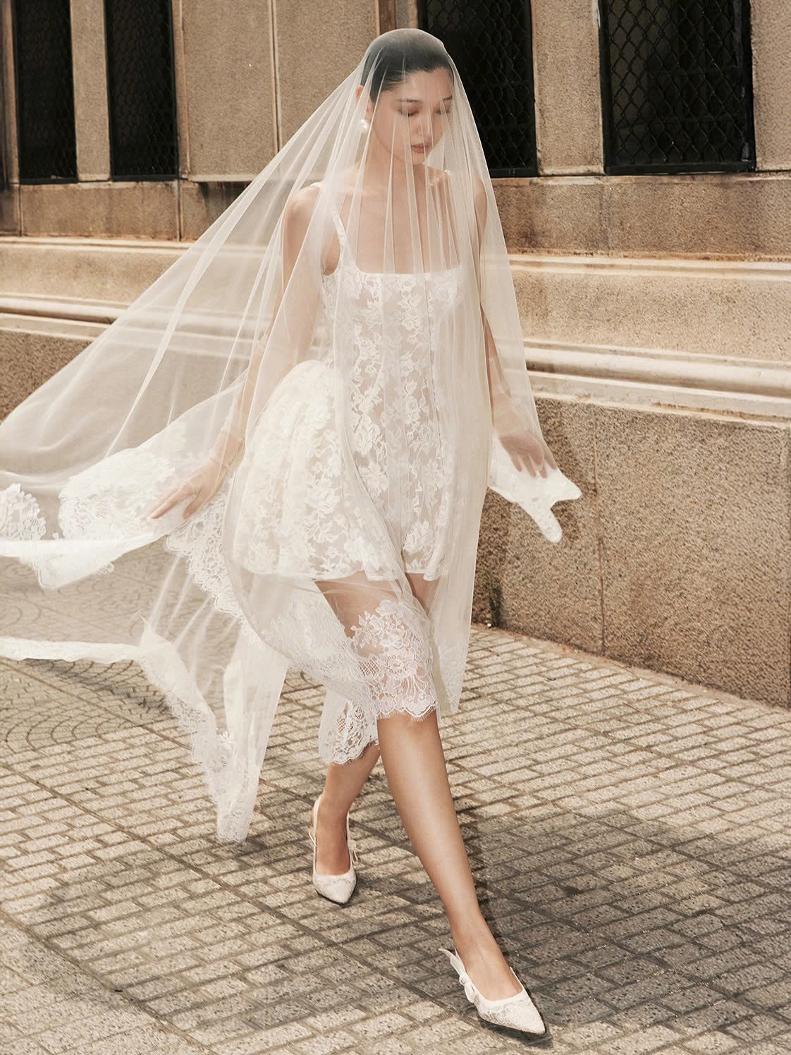 Lace-Panel Mini Dress