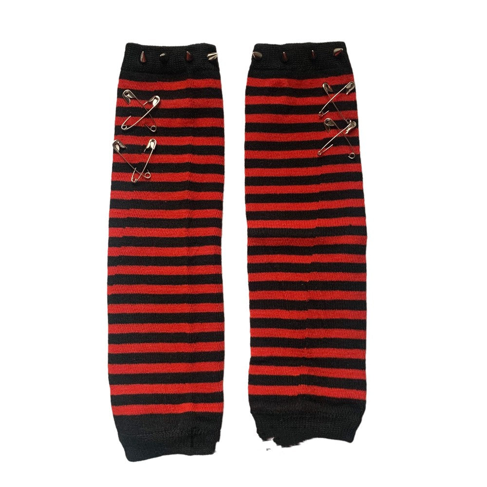 Striped Safety-Pin Arm Warmers