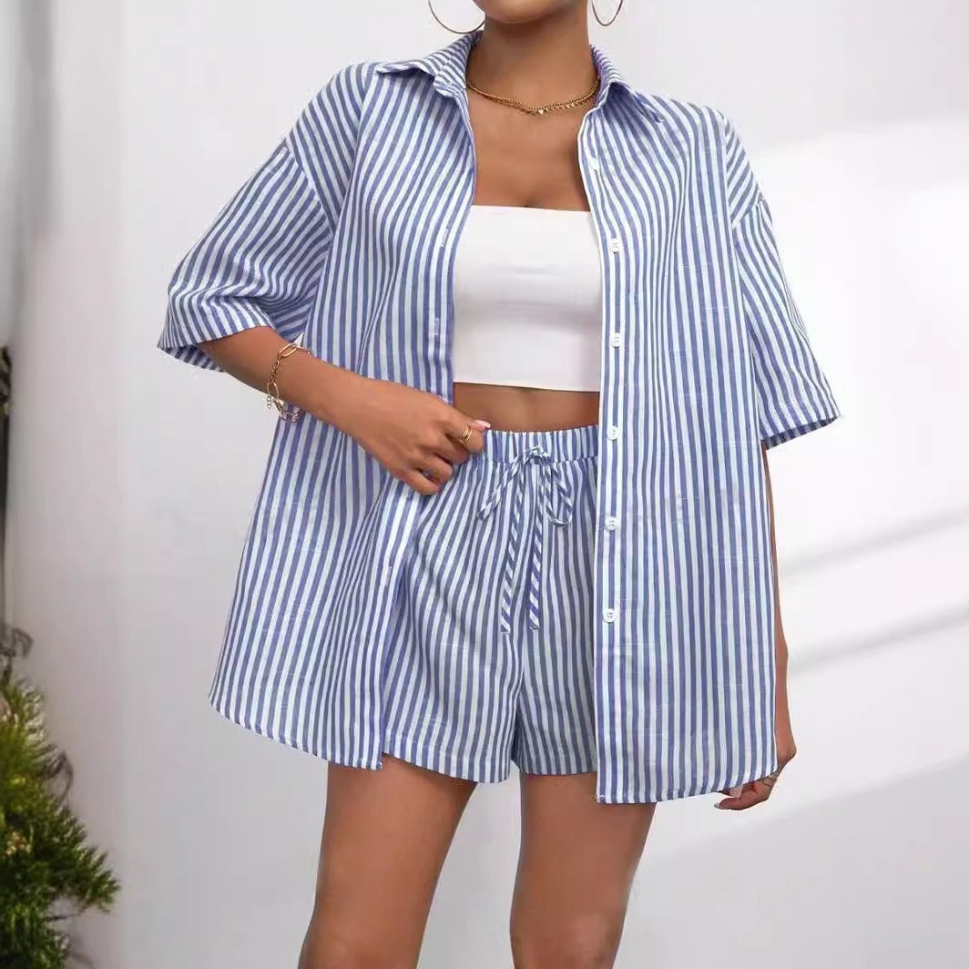 Striped Shirt & Shorts Set