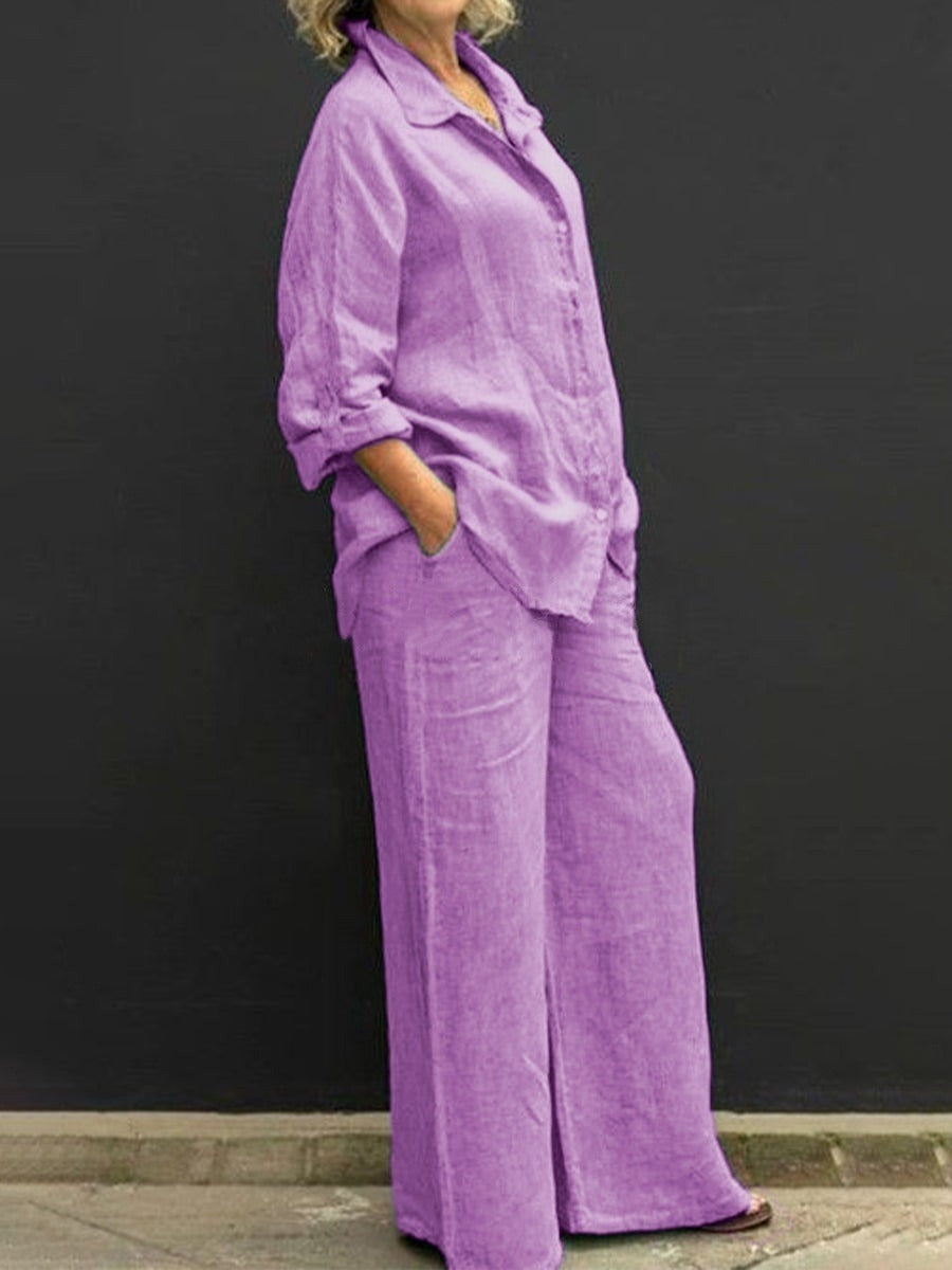 Button-Front Shirt & Pants Set