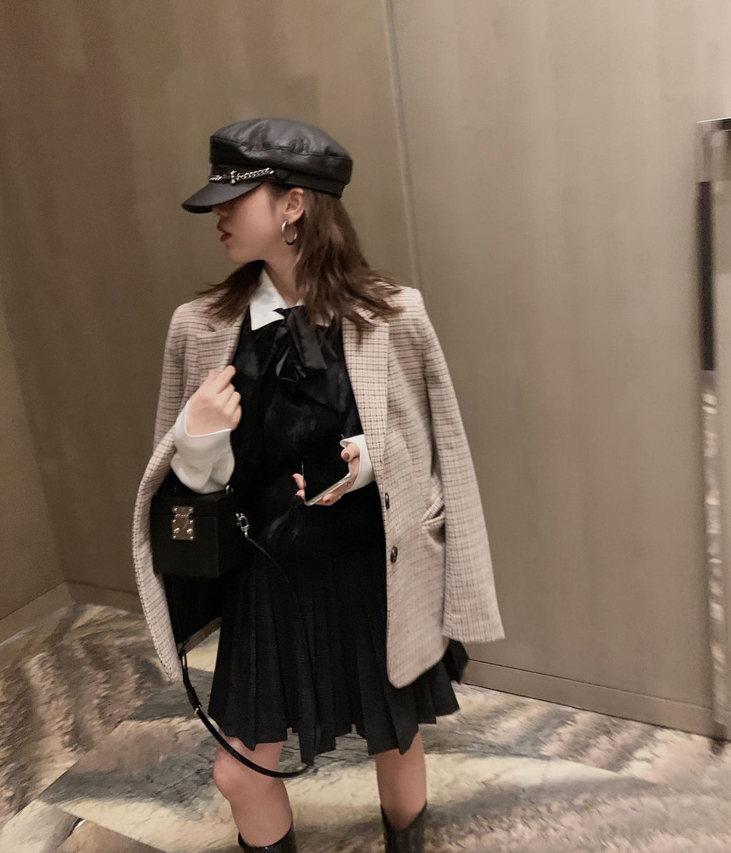 Pleated Plaid Mini Skirt