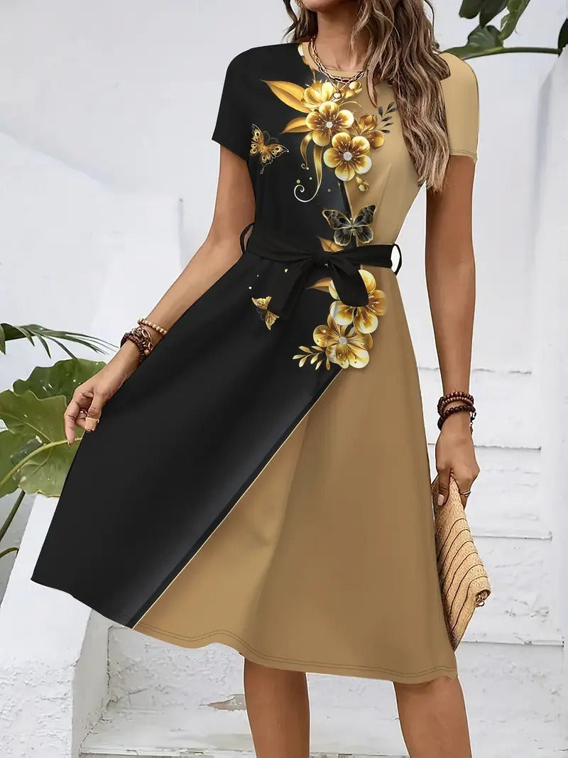 Printed Belted Dress