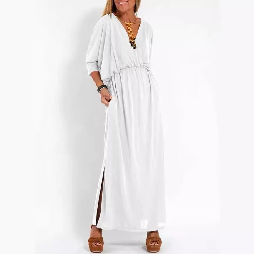 V-Neck High-Waisted Dress