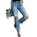 Ripped Straight-Leg Jeans