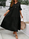 V-Neck Tiered Maxi Dress — Plus Sizes