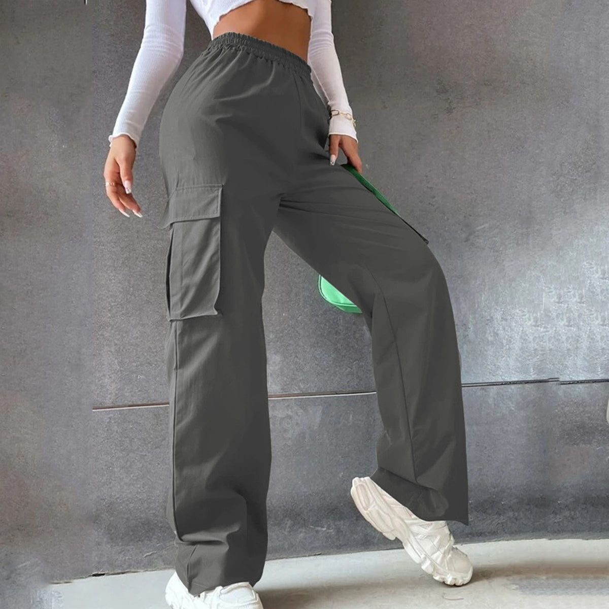 Elastic-Waist Wide-Leg Pants