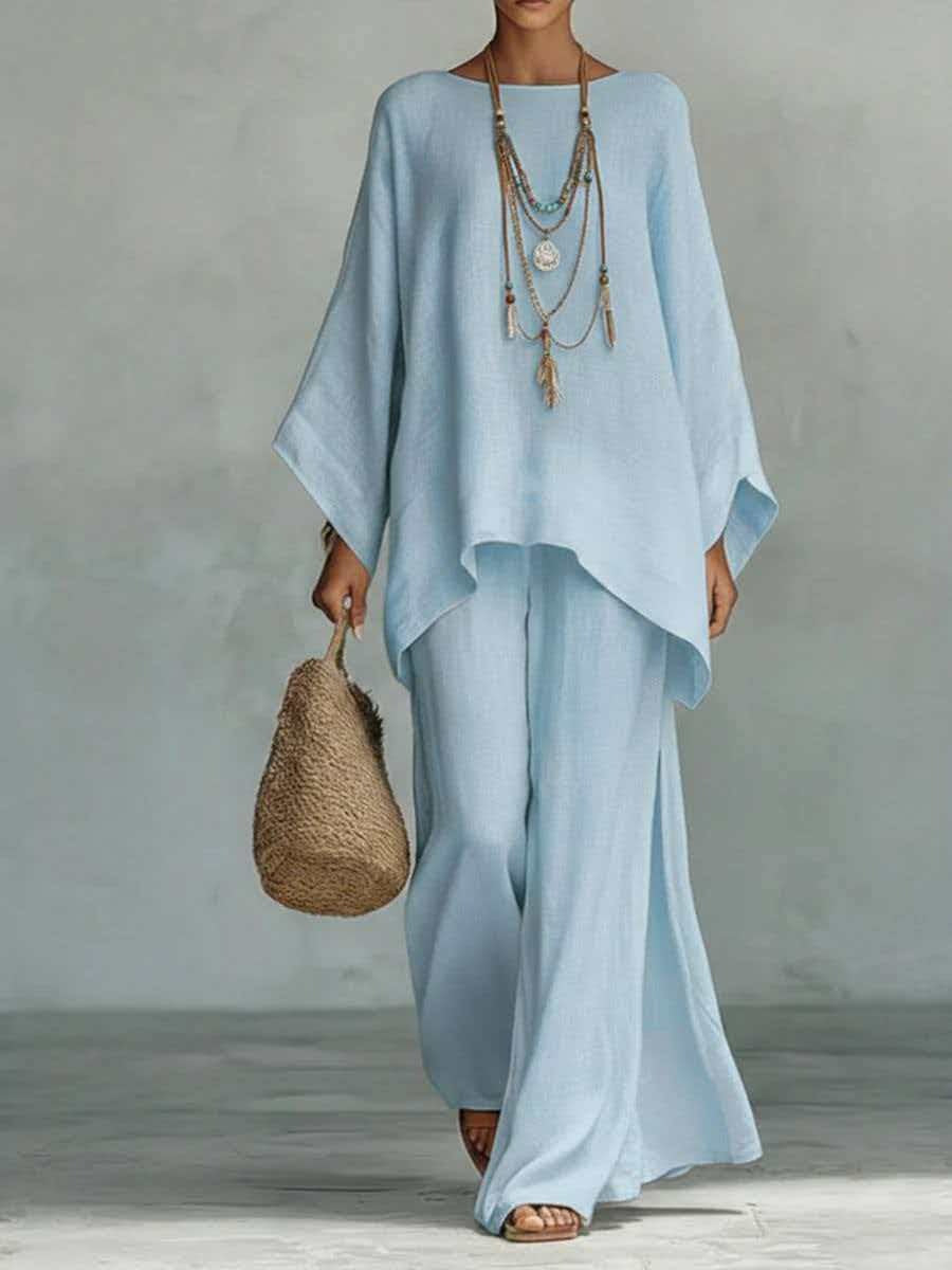 Relaxed Wide-Leg Pants Set