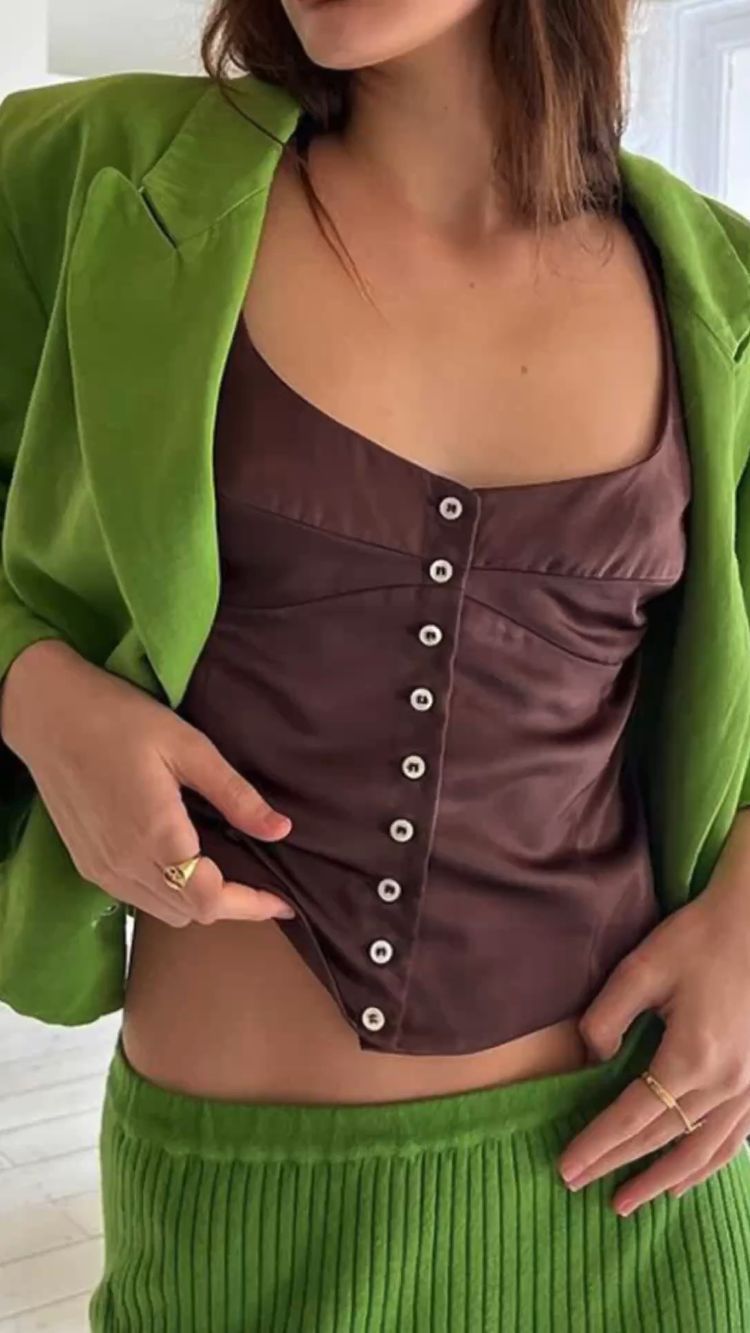 Square-Neck Button-Front Cami