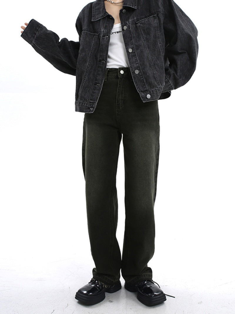 Vintage-Wash Straight-Leg Jeans