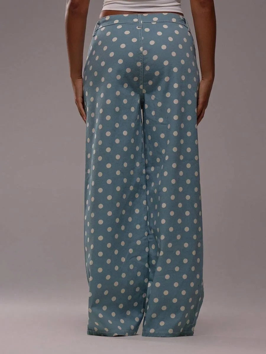 Polka Dot Mid-Rise Jeans