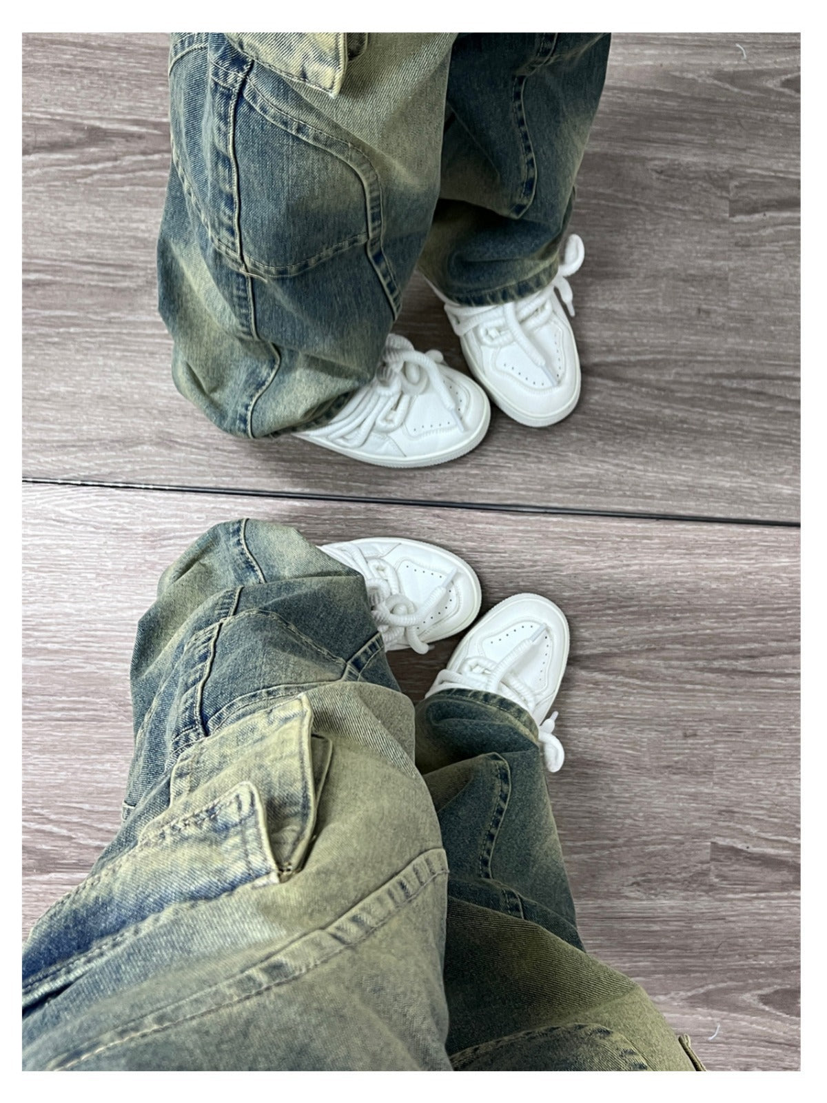 Washed Cargo Jeans
