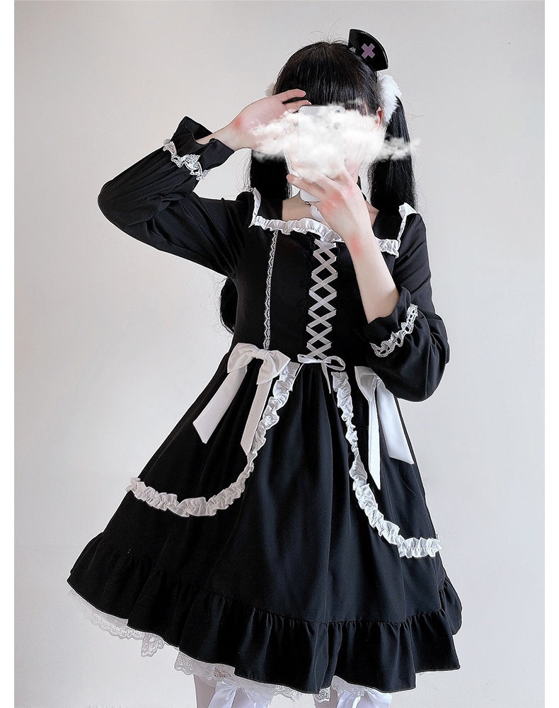 Lace-Trim Corset-Laced Dress