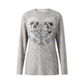 Skull-Print Long-Sleeve Top