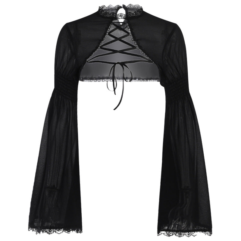 Lace-Up Bell-Sleeve Shrug