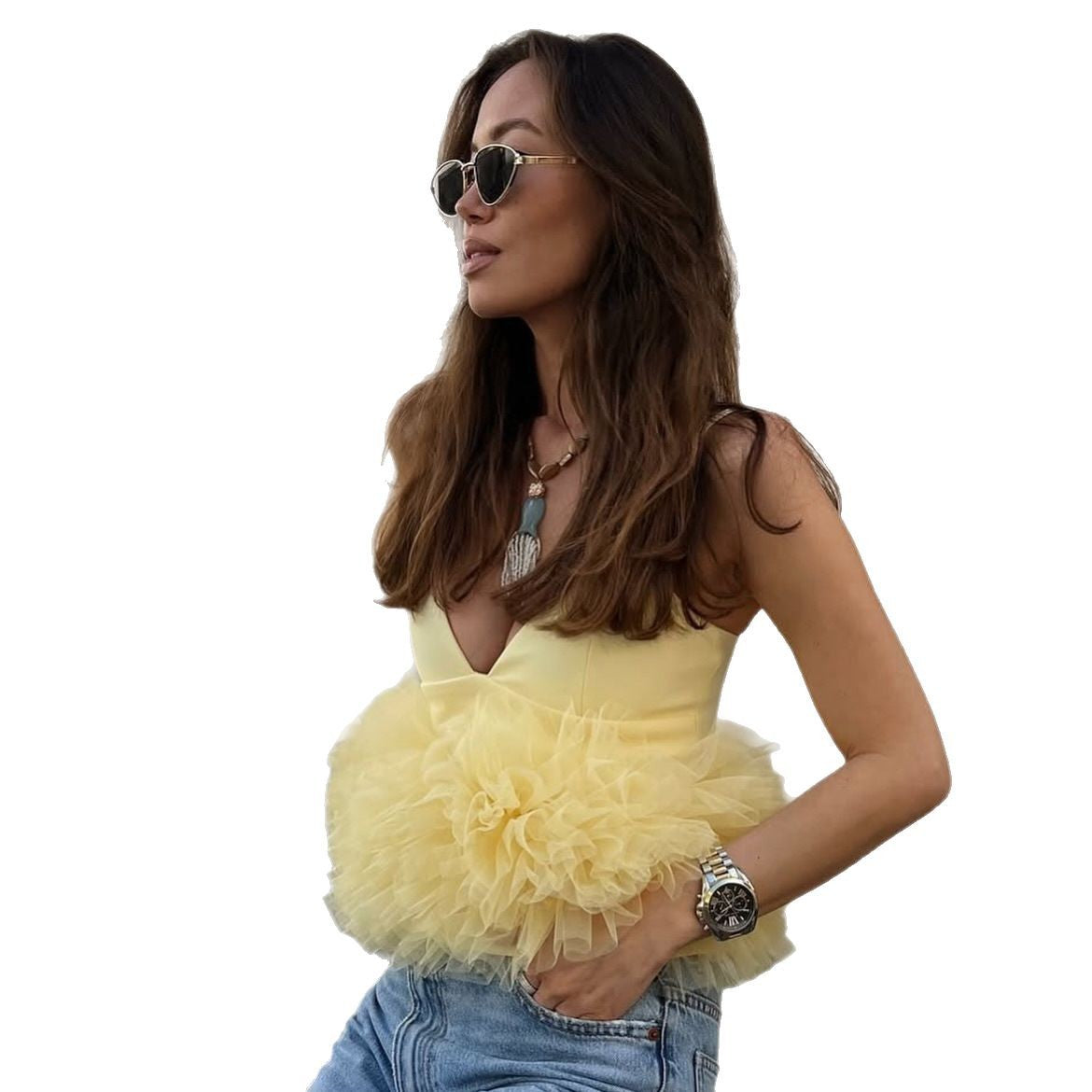 Textured Mesh Cami Top