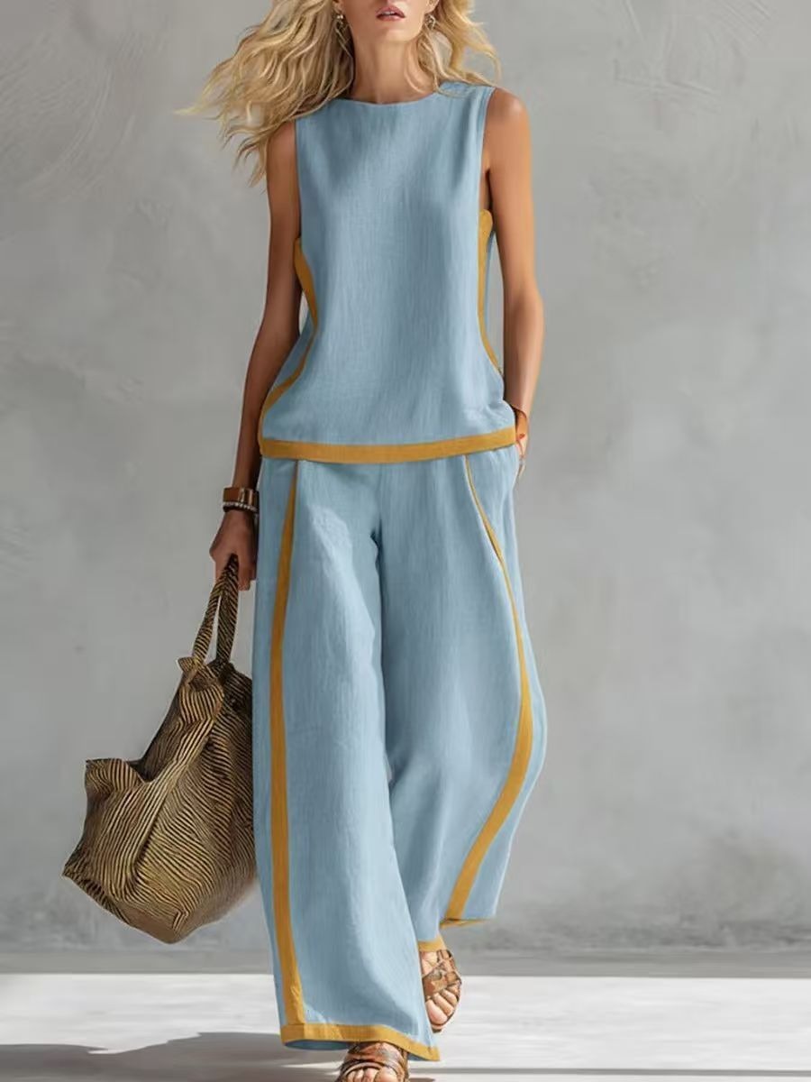 Sleeveless Top & Wide-Leg Pants Set