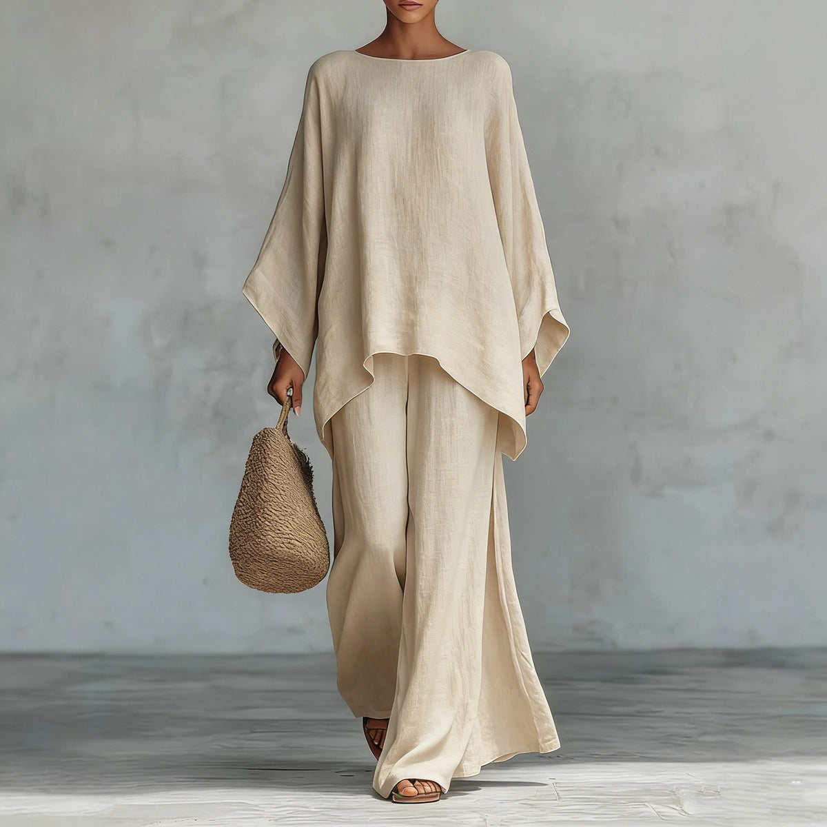 Relaxed Wide-Leg Pants Set