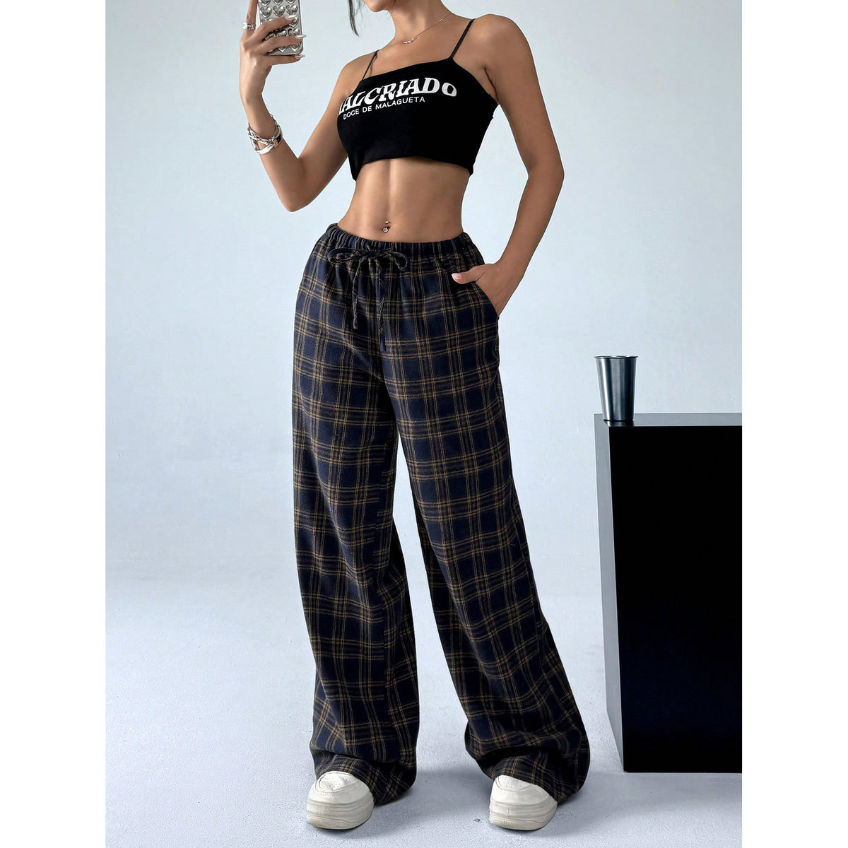 Printed Wide-Leg Pants