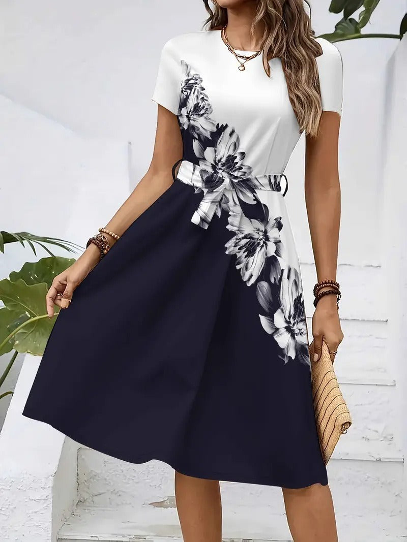 Printed Belted Dress