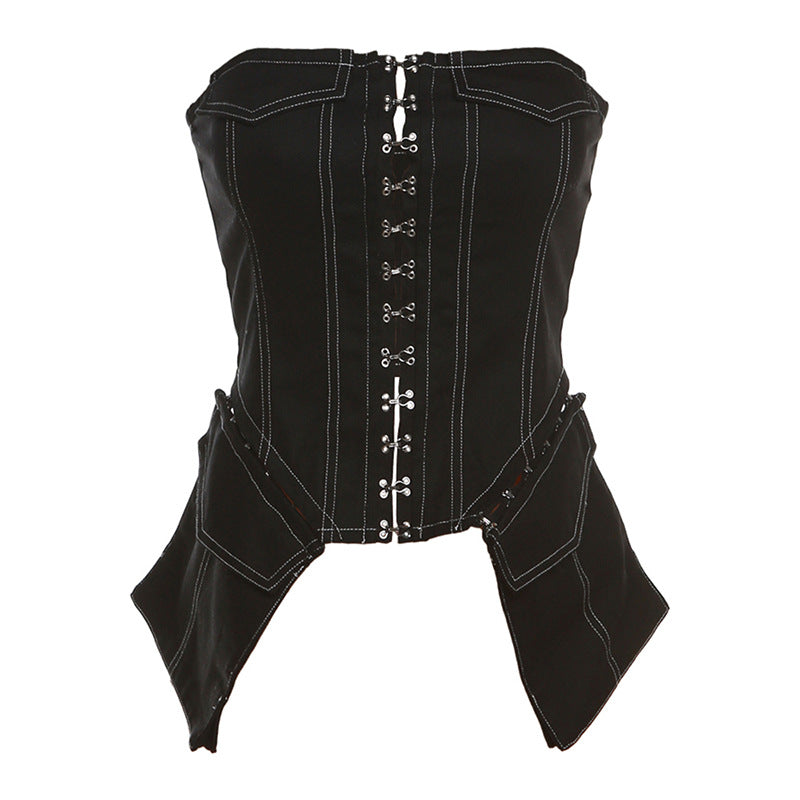 Contrast-Stitch Zip-Front Vest