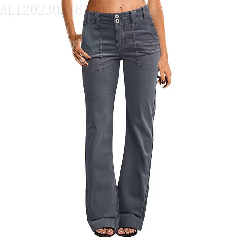 Zip-Pocket Bootcut Pants