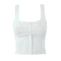 Floral-Embroidered Button-Front Cami
