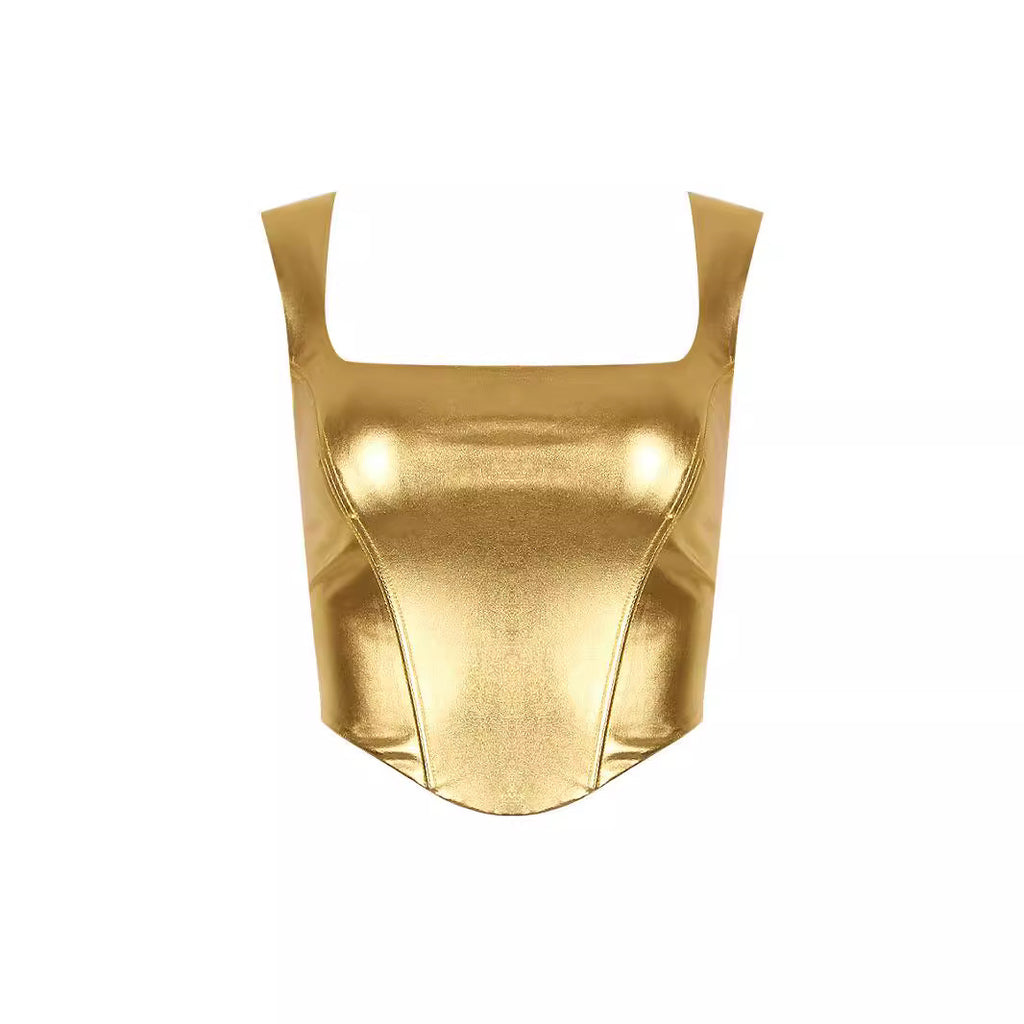 Metallic Corset Crop Top