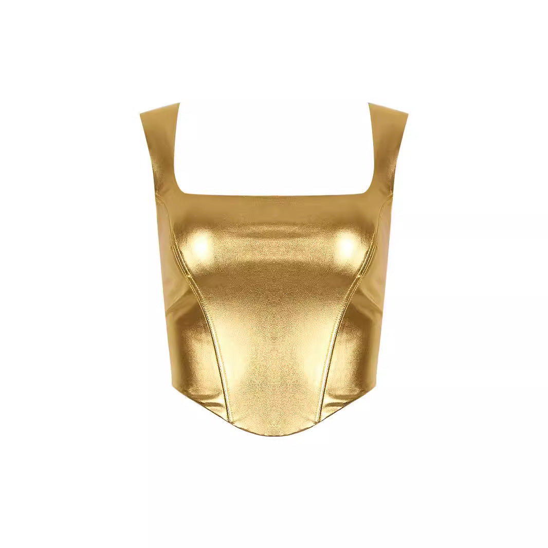Metallic Corset Crop Top