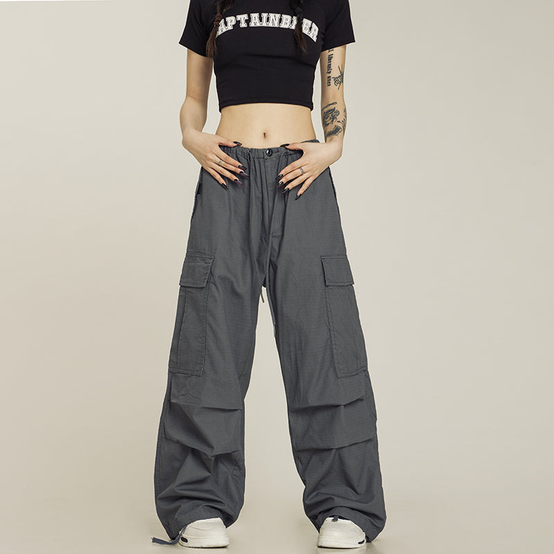 Multi-Pocket Wide-Leg Cargo Pants