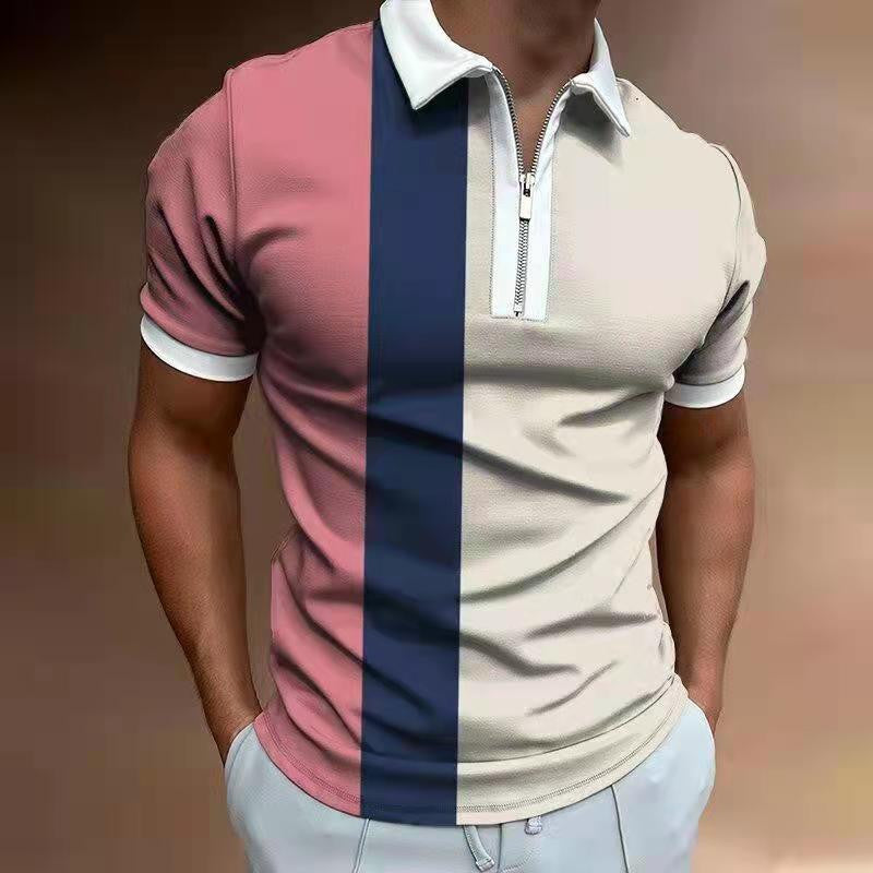 Striped Zip-Neck Polo