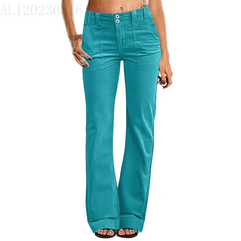 Zip-Pocket Bootcut Pants