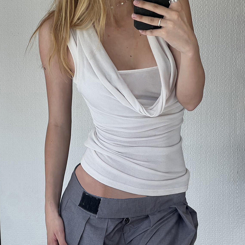 Layered-Look Cowl-Neck Top