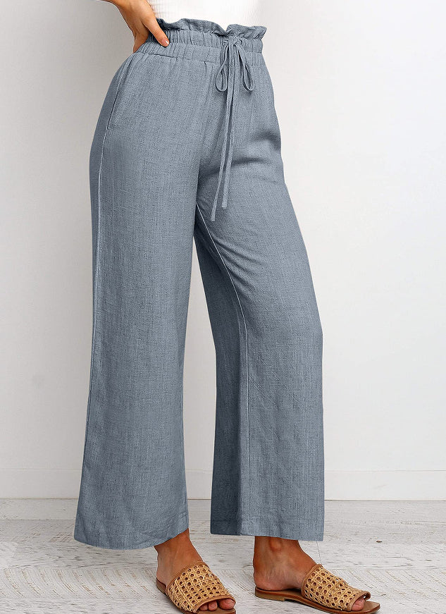 Drawstring Wide-Leg Cropped Pants