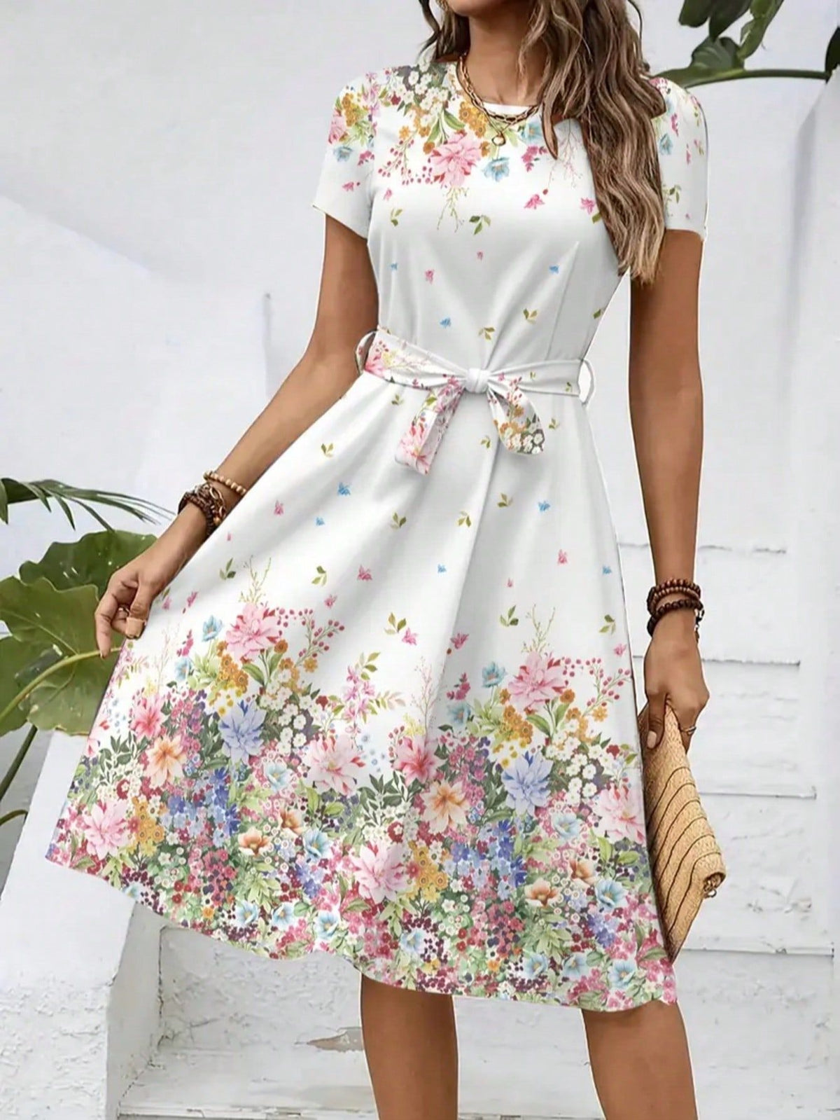 Printed Belted Dress