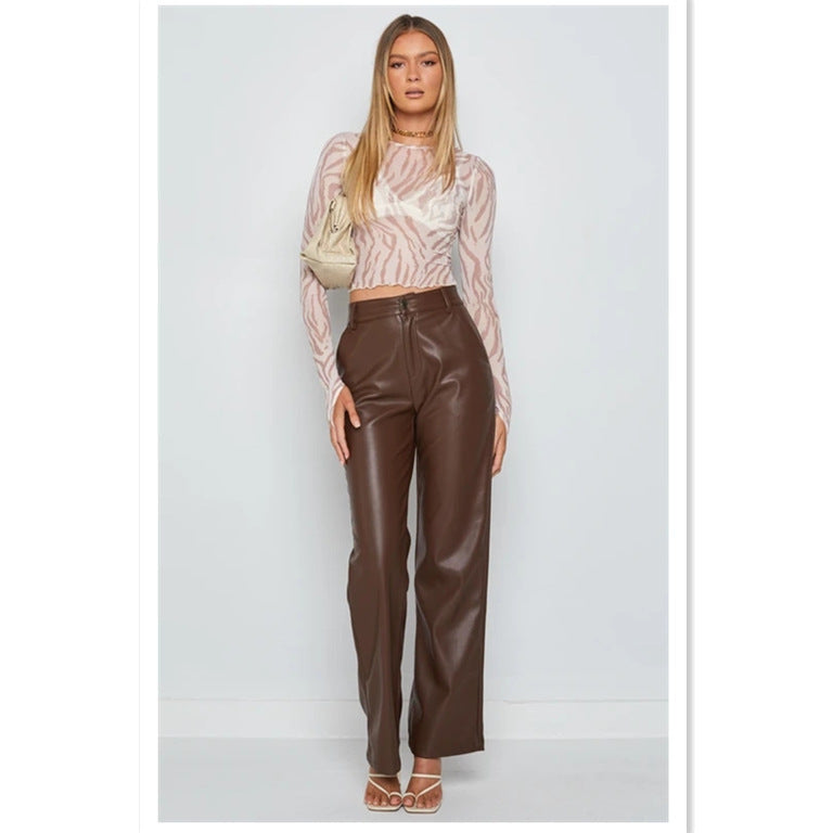 High-Waist Faux-Leather Pants