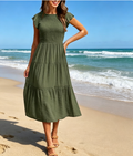 Flutter-Sleeve Ruched Dress