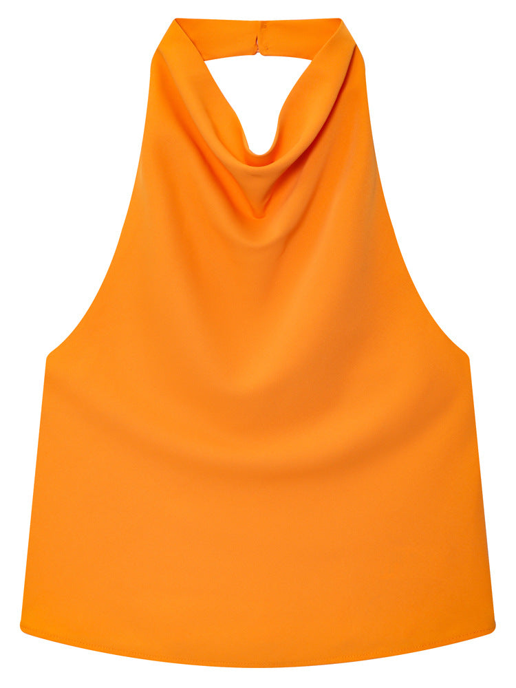 Draped Satin Halter Top