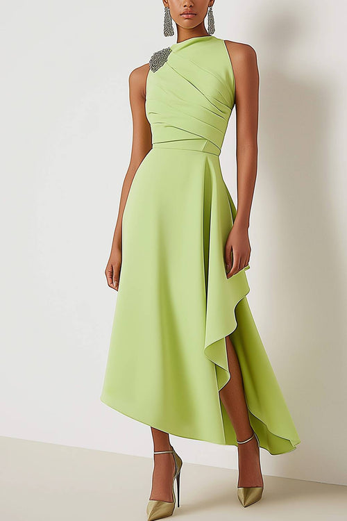 Asymmetric Sleeveless Midi Dress