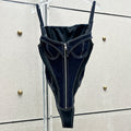 Contrast-Panel V-Neck Bodysuit