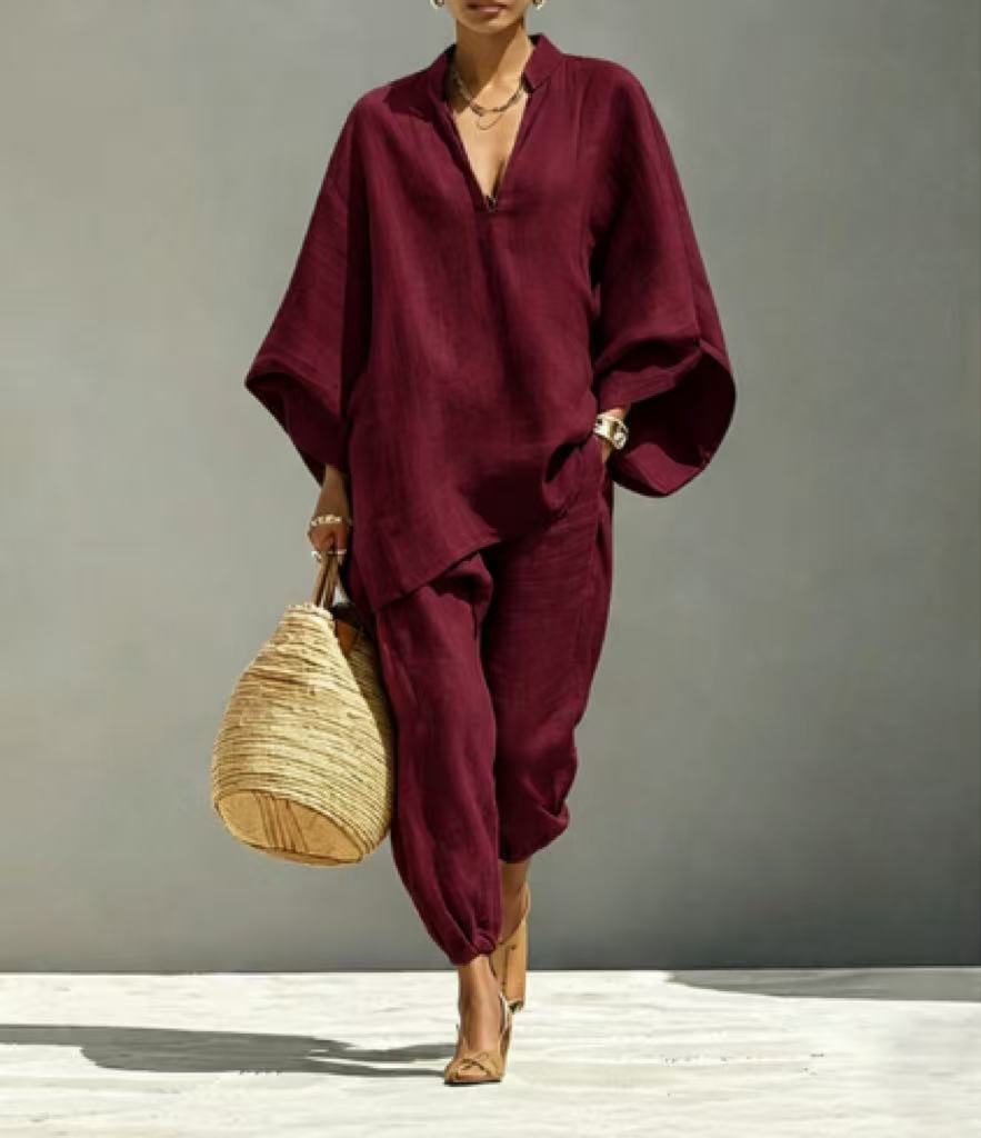 Relaxed Batwing-Sleeve Set