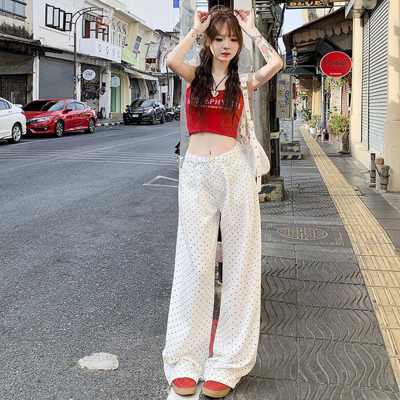 Polka-Dot Wide-Leg Pants