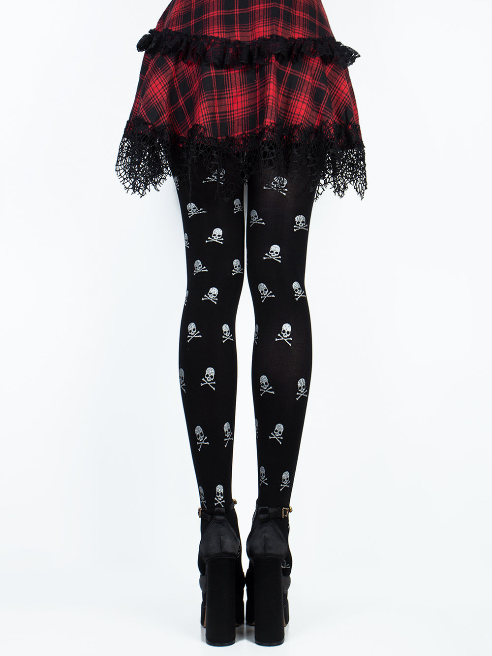 Skull-Print Sheer Tights