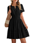 V-Neck Puff-Sleeve Mini Dress