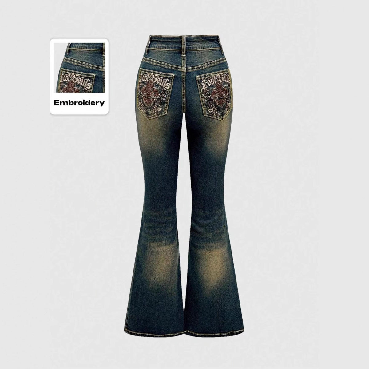 Embroidered Flared Jeans