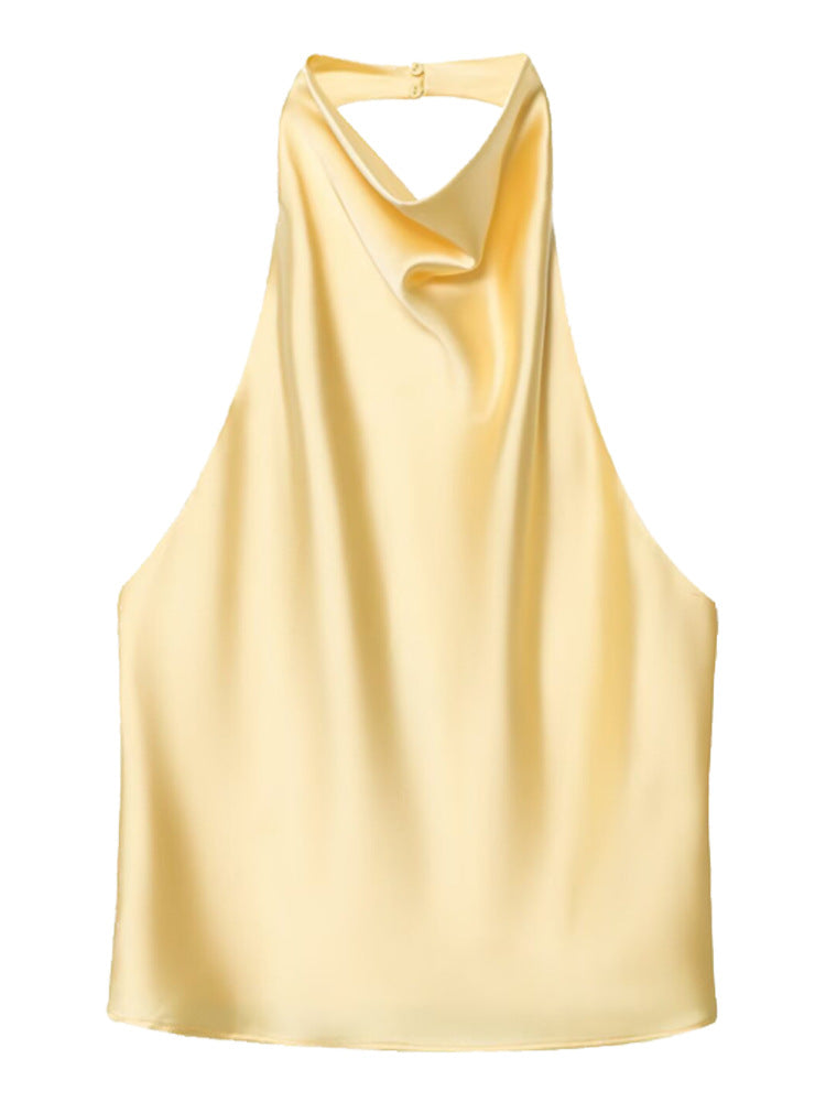 Draped Satin Halter Top