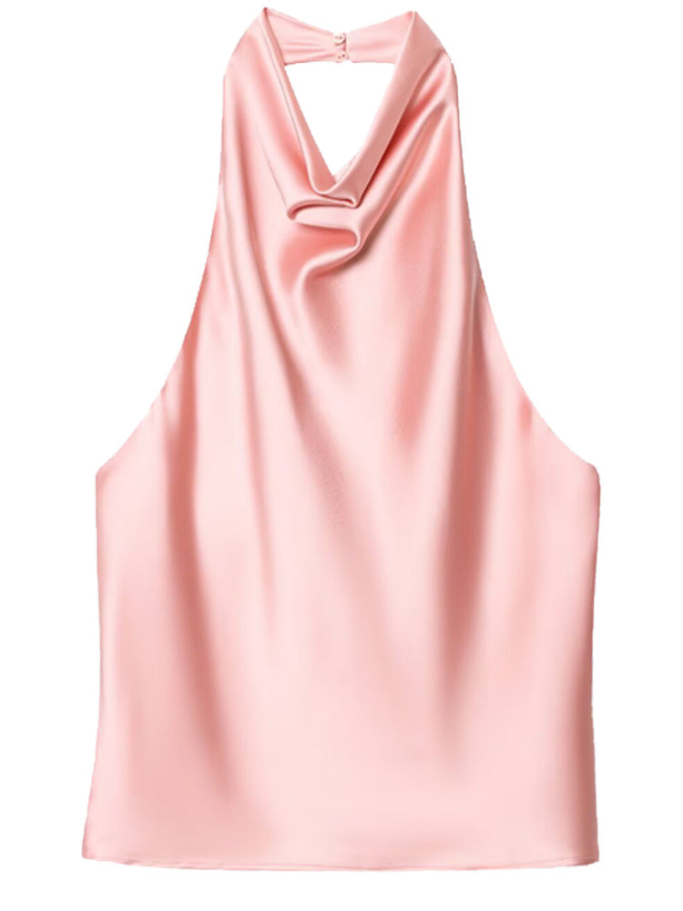 Draped Satin Halter Top