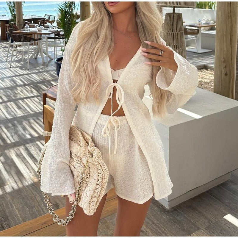 Tie-Front Top & Shorts Set