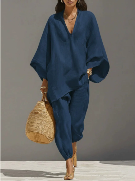 Relaxed Batwing-Sleeve Set